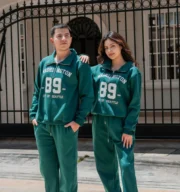 Polera cuello camisero verde pino | Unisex