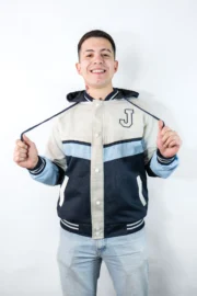 Casaca de promoción con corte blanco y azul - Imagen 4